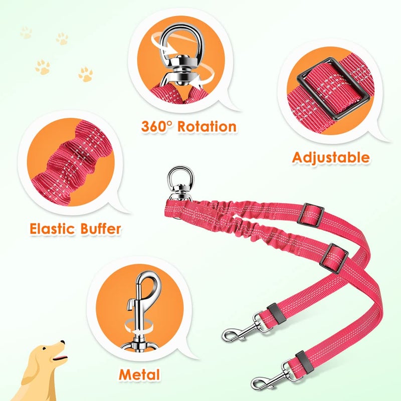 AUTOWT Double Dog Leash, No Tangle 360Â°Swivel Rotation Reflective Lead Attachment Adjustable Length Dual Two Dogs Lead Splitter, Comfortable Shock Absorbing Walking Training for 2 Dogs - Image 3